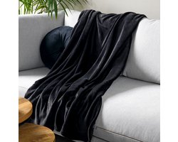Dutch Decor - HARVEY - Plaid 150x200 cm - superzachte deken van fleece - Raven - zwart