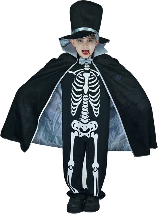 Skelet kostuum - Goochelaar - Halloween - Carnavalskleding - Carnaval kostuum - Jongens - 4 tot 6 jaar