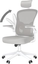 Chaise de bureau - Fauteuil ergonomique avec accoudoirs 2D, appui-tête en hauteur, support lombaire, dossier réglable Grijs