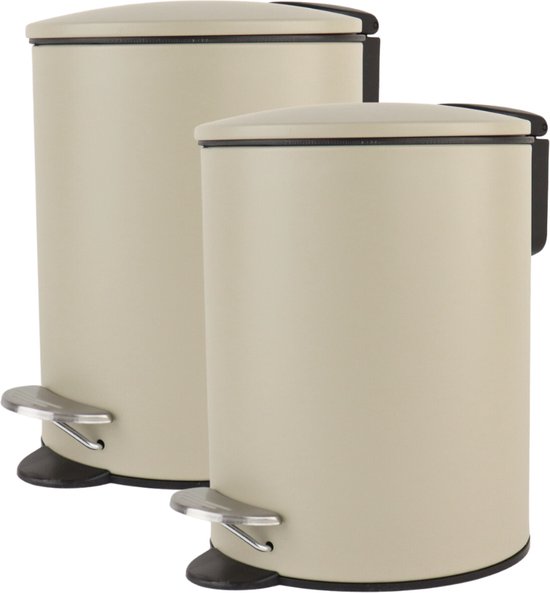 Nordix Pedaalemmer - 3 Liter - 2 stuks - Badkamer - Toilet - Beige - Metaal