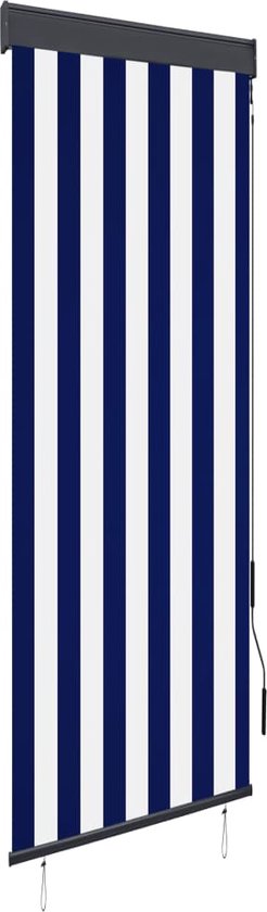 The Living Store Tuinrolgordijn - Polyester - 60x250 cm - Blauw en Wit