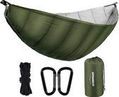 Dubbele Laag Hangmat TÜV Gecertificeerde Camping Hangmatten, Draagvermogen van 400 kg, Gemaakt van Parachute Nylon voor Buitenshuis Reizen Tuin, 270x140cm.