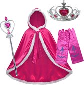Prinsessenjurk meisje Mantel - Prinses - Frozen - Kroon - Toverstaf - Carnavalskleding kinderen - Roze