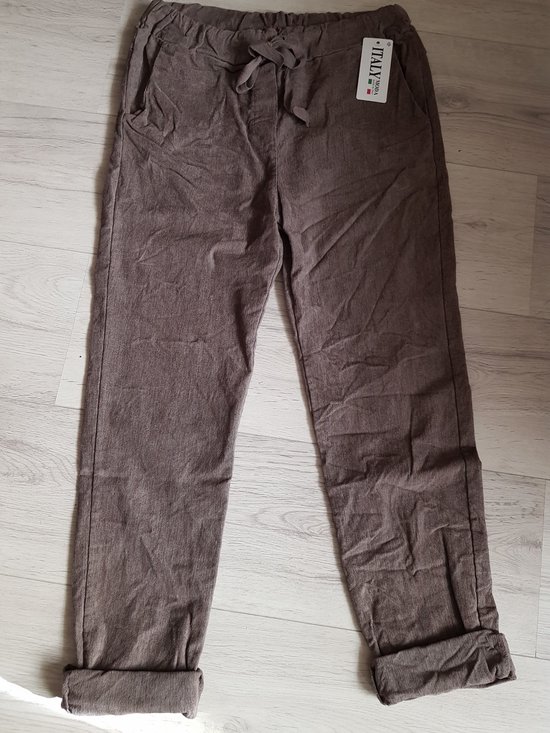 Dames corduroy broek taupe One size 38/44