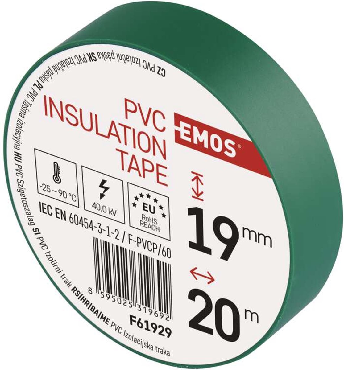 EMOS PVC Insulation tape - Isolatietape - 19mm x 20m - Groene