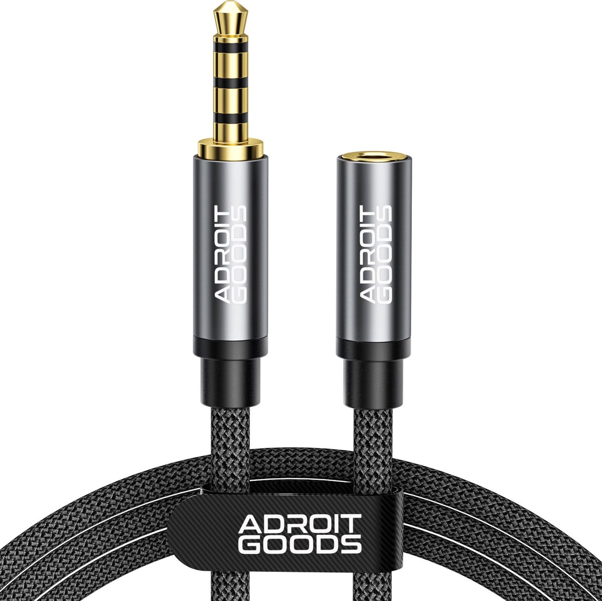 AdroitGoods 3.5mm Male naar 3.5mm Female AUX Verlengkabel - 100cm - Audio Verlengkabel - Nylon Gevlochten - Vergulde Connectoren