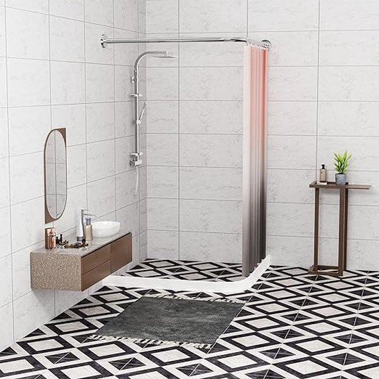 Rideau de Douche de Salle de Bain Extensible en Acier Inoxydable 304 en Forme de L Support de Baignoire d'angle - Argent - Dimensions 70-100 x 70-100 cm Tringle de Douche Extensible