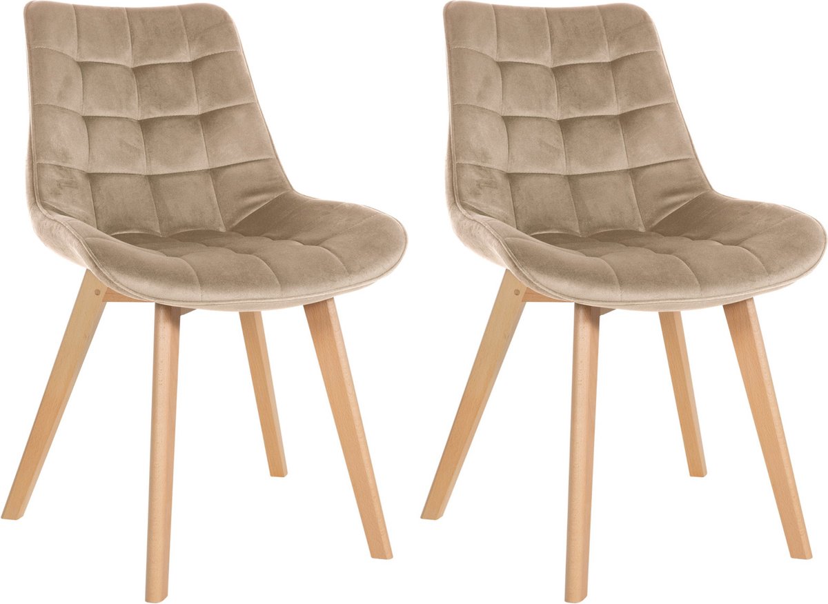 CLP Brook Set van 2 eetkamerstoelen - Hout frame - Fluweel - Velvet - bruin