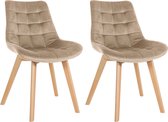 CLP Brook Set van 2 eetkamerstoelen - Hout frame - Fluweel - Velvet - bruin