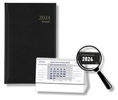 Brepols Agenda 2024 + Bureau maandkalender 2024 • SATURNUS LUXE • LIMA • 13,3 x 20,8 cm • Zwart • 1d/1p