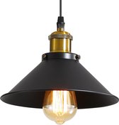 Goeco hanglamp - 22cm - Klein - E27 - Vintage industriële hanglampen - zwart - ijzeren - voor eetkamer, eettafel, hal, woonkamer, café - lamp niet inbegrepen