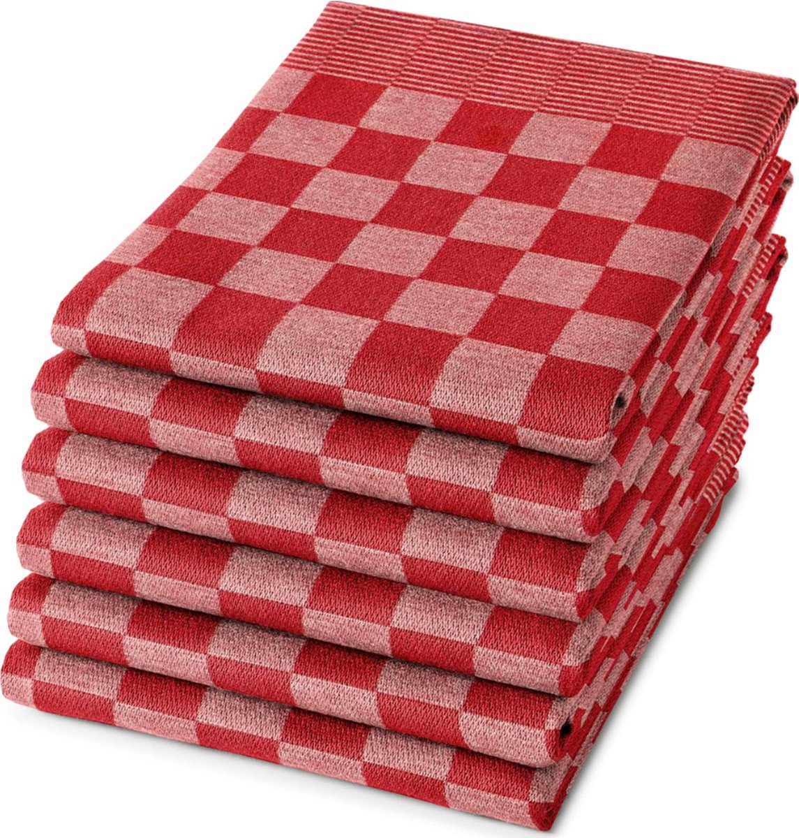 Droomtextiel Horeca Theedoeken Set Rood Wit - 6x Stuks 65x65cm - Sneldrogend Horecakwaliteit Geblokt hoogwaardige kwaliteit op Prijzenvolger.com