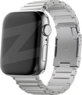 Bracelet à maillons en titane Bandz adapté à Apple Watch 1/2/3/4/5/6/8/9/SE/ Ultra (2) - Taille 42 / 44 / 45 / 49 mm - Matériau en titane de haute qualité - Facile à raccourcir avec la boîte à outils incluse - bracelet Apple Watch en titane argenté