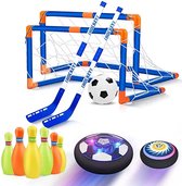 Air hockey/voetbal - set 3 in 1 - Hover Ball - Air suspension - lichtgevende bal - Hockey - voetbal - bowlen
