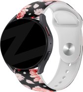 Bandz universeel 20mm siliconen band 'Flowers' geschikt voor Samsung Galaxy Watch Active 1/2 40 & 44mm / Watch 1 42mm / Watch 3 41mm / Gear Sport / Polar Ignite 1-2-3 / Unite / Pacer - Hoogwaardig siliconen materiaal - bloemenprint