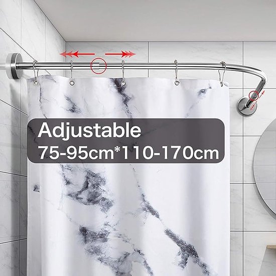 douchegordijnstang, douchegordijnstang zonder boren, telescoopstang van