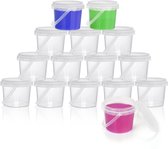 Belle Vous 15 Pak Slijm Opslag Containers – 250ml BPA-Vrij Plastic Potten – Helder Lege Lekvrije Bakken met Handvat & Deksel – Bak Doos Container Voor Slijm Maken, Schuimballetjes, Hobby Materialen
