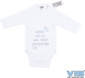 VIB® - Rompertje Luxe Katoen - Geluk zit in een klein rompertje (Wit) - Babykleertjes - Baby cadeau