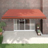 The Living Store Uittrekbare Luifel - 4x3m - Gepoedercoat aluminium frame - Oranje en bruin - UV-bestendige stof