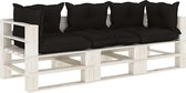 The Living Store Pallet Bench - Ensemble de salon de jardin - 200 x 67,5 x 60,8 cm - Bois de pin et tissu