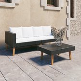 Salon de jardin The Living Store - Structure en acier - Zwart - 165x67x60 cm - Coussins inclus