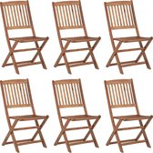 The Living Store Klapstoelenset - Tuinmeubelen van massief acaciahout - 48.5 x 57 x 91 cm - Weerbestendig - 6 stoelen