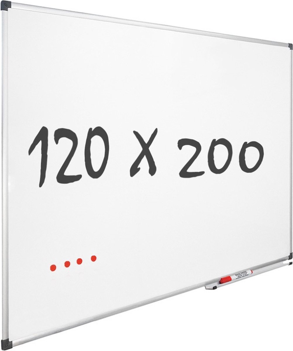 IVOL Whiteboard 120x200cm - Magnetisch - Gelakt staal - Met montagemateriaal