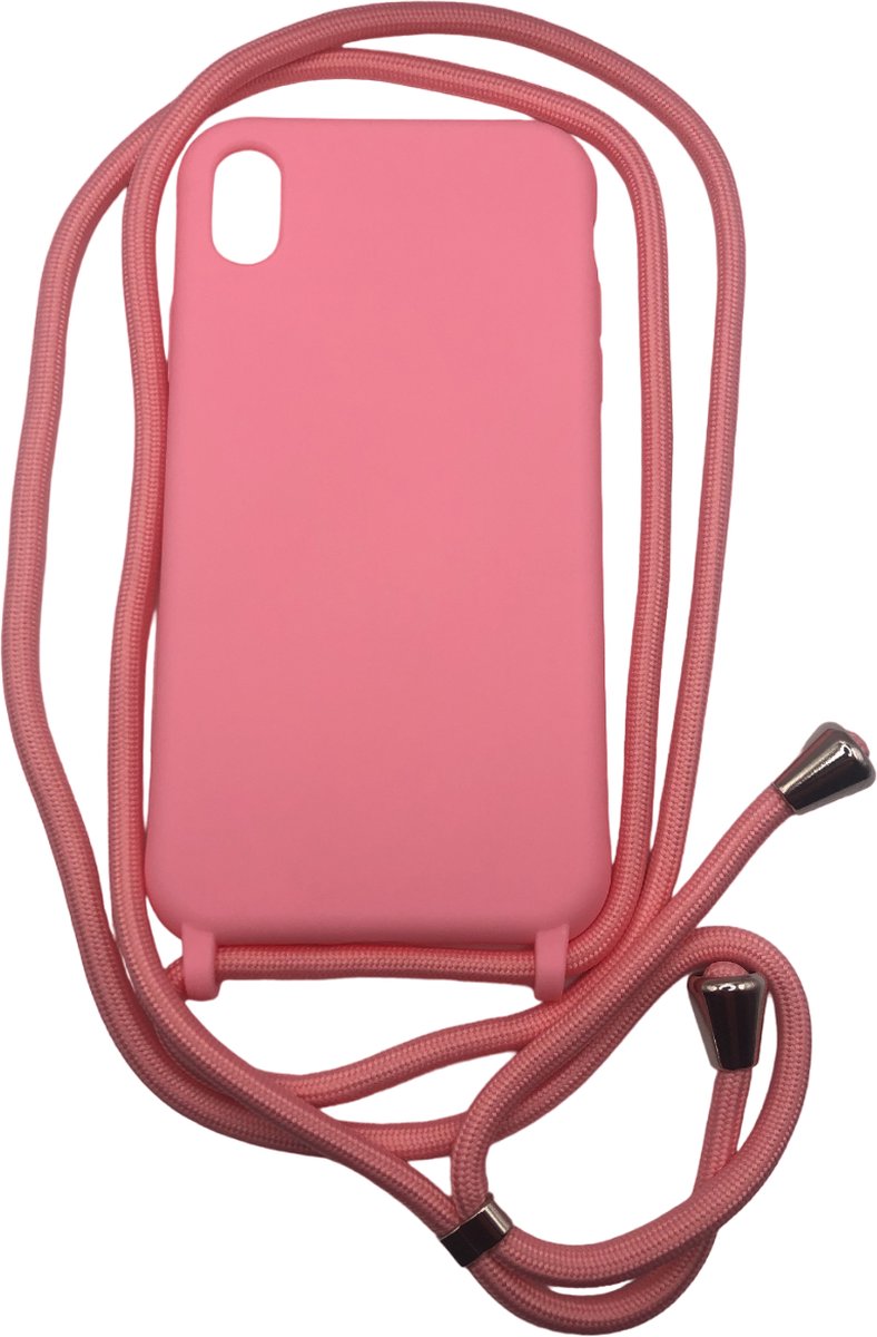 Siliconen Back cover hoesje met Koord - Geschikt voor iPhone XR - Roze