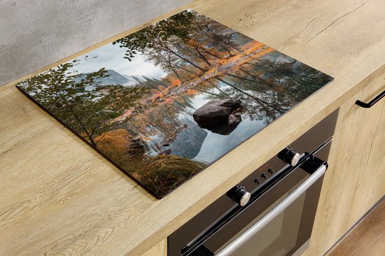Foto: Inductie beschermer marmer patroon zwart 76x52 cm kookplaat beschermer kookplaataccessoire steen keuken decoratie inductie protector werkbladbeschermer inductiebeschermer
