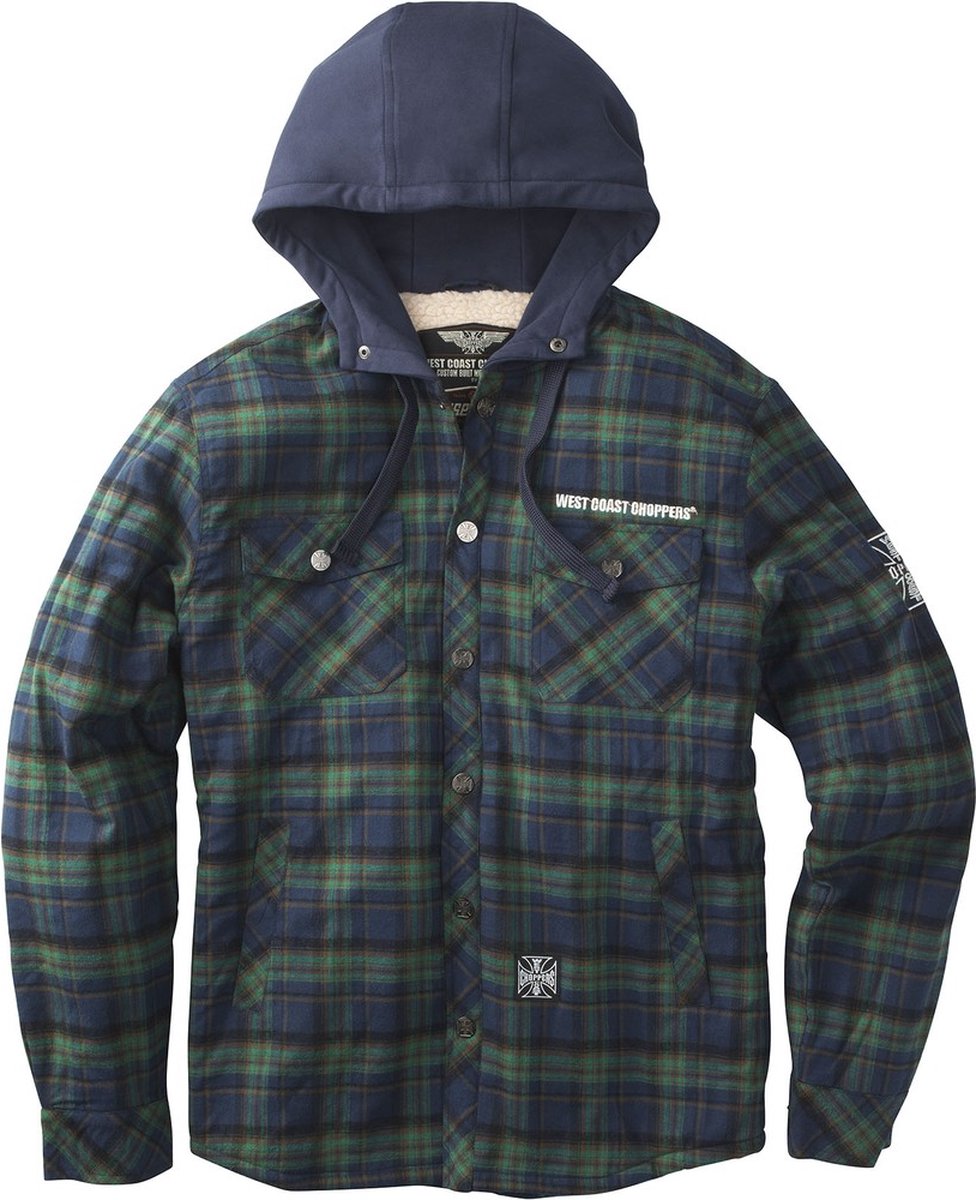 WCC West Coast Choppers Flannel Jacket Sherpa Lined - Black/Grey-S