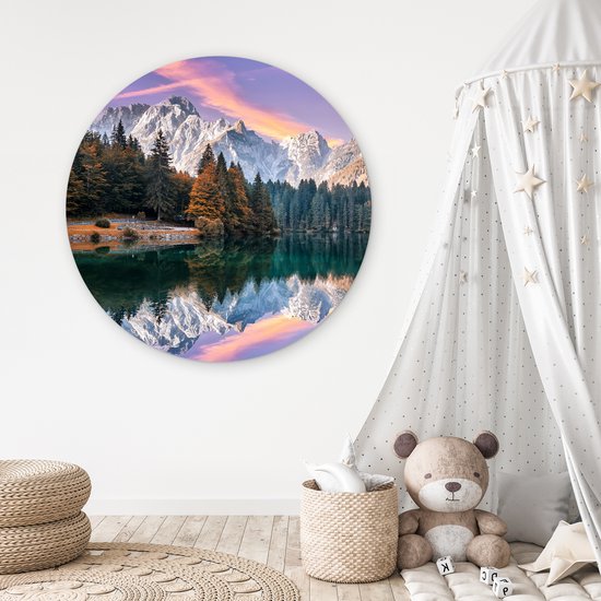 Cercle mural - Nature - Nuages ​​- Arbres - Neige - Décoration murale ronde - Cercle mural - Tableaux ronds - 120x120 cm - Décoration murale - Plastique