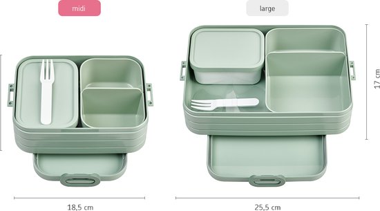 Mepal Bento Lunchbox midi – Broodtrommel - 4 boterhammen - Nordic sage - Mepal