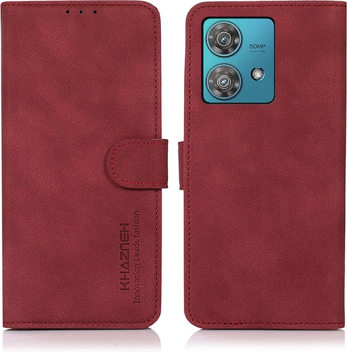 Luxe mat agenda book case hoesje Motorola Moto G84 5G - donker wijn rood