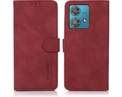 Luxe mat agenda book case hoesje Motorola Moto G84 5G - donker wijn rood