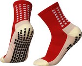 Gripsokken voetbal rood- sportsokken - grip - one size - anti blaren - compressie - prestatieverhogend - tennis - hardlopen - handbal - sporten - fitness - tennissokken