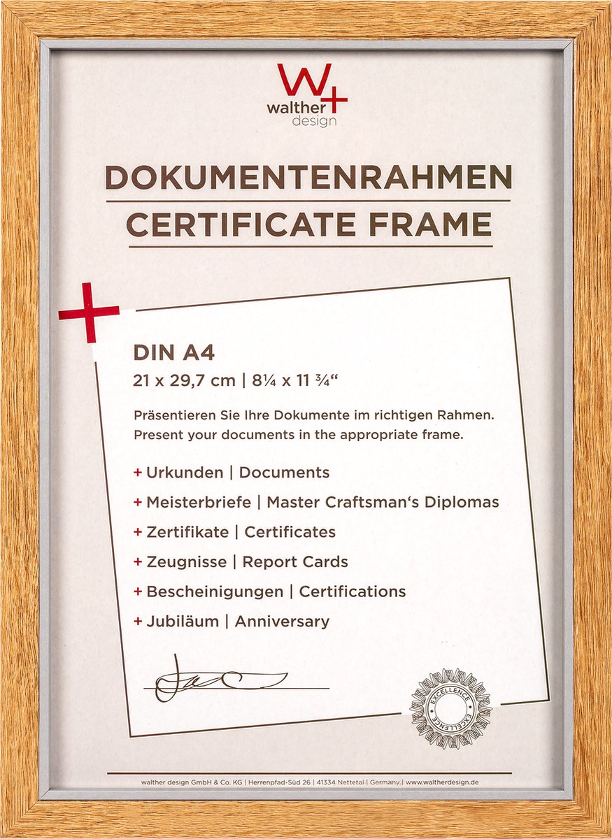 Walther Hygge - MDF Wooden lijst - Fotoformaat 21x29,7 cm (DIN A4) - Eiken