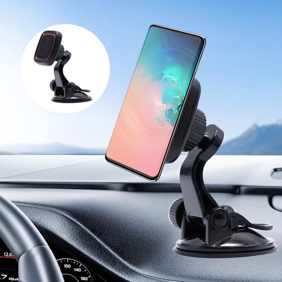 Foto: Universele autohouder telefoon sterke zuignap magnetisch incl magneet plaatje geschikt voor dashboard voorruit raam bureau auto accessoires telefoonhouders auto magnetisch gsm houder auto smartphonehouder