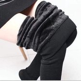 Wow Peach - Winter Fleece Legging - Warme Panty Legging - Casual - Fleece Legging - Zacht en Warm - One Size - Zwart