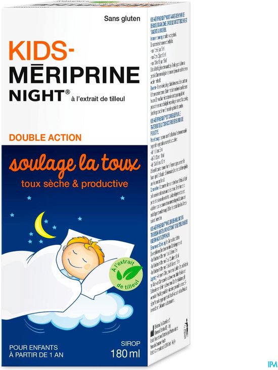 Kids-Mériprine Nuit 180ml - sirop contre la toux pour la toux sèche et crachats nocturnes de l'enfant à partir de 1 an