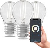 Calex Slimme Lamp - Set van 3 stuks - Wifi LED Filament Verlichting - E27 - Smart Lichtbron Helder - Dimbaar - Warm Wit licht - 4.9W