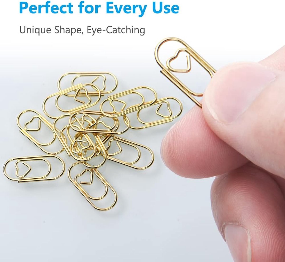 Vicloon Paperclips voor kantoor, 130 stuks creatieve metalen paperclips kantoor mini corrosiebestendig en roestvrij voor boek documenten fotopapier (roségoud