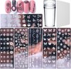 Nail Art platen, 6 stuks sjablonen om nail-art op nagels te stempelen, met 1 x transparante stempel, 1 x schraper, nail-art tool voor vrouwen en meisjes