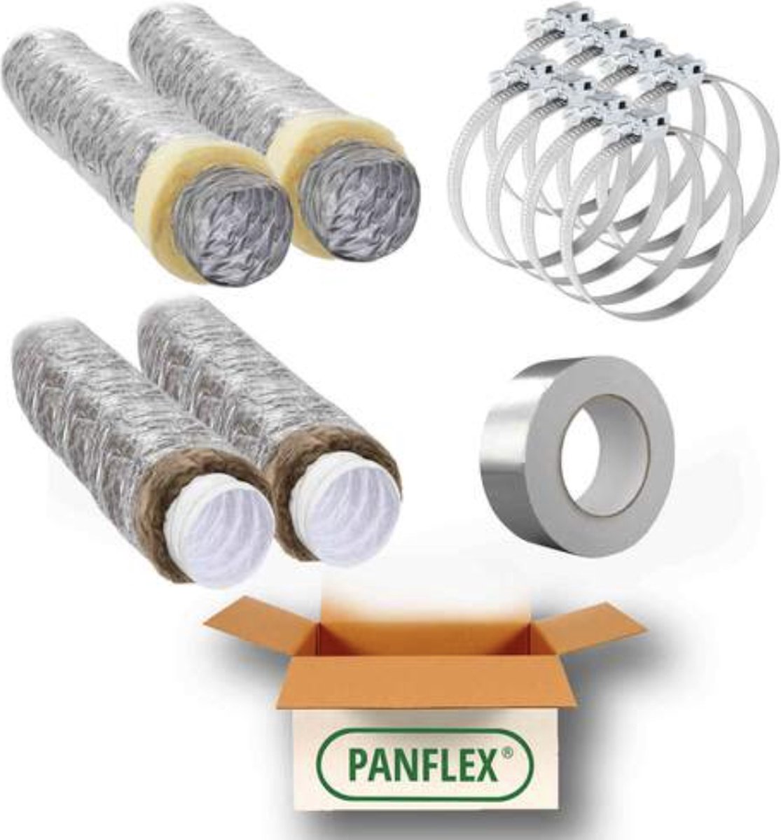 Panflex WTW Pakket D160, 2x therm, 2x akoest, 8x slangklem, 1x aluminiumtape 10 meter (309.160.00.02)
