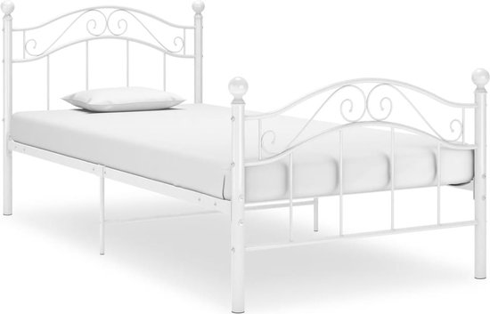 The Living Store Bedframe - Eenpersoons bed - Metaal - 209 x 107 x 92.5 cm - Wit