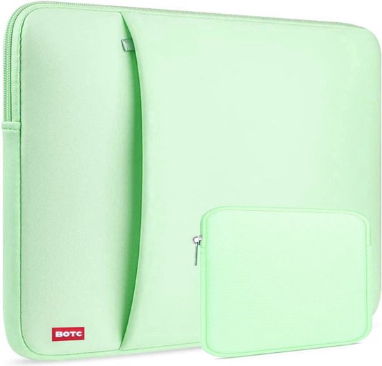 BOTC Laptophoes 15.6 inch/16 inch - 2-delige Extra Vak - Laptop Sleeve met Etui - Laptophoes/ Sleeve - Groen