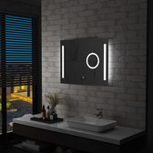 The Living Store LED badkamerspiegel - 80 x 60 cm - heldere verlichting - IP44 - inclusief vergrotende spiegel