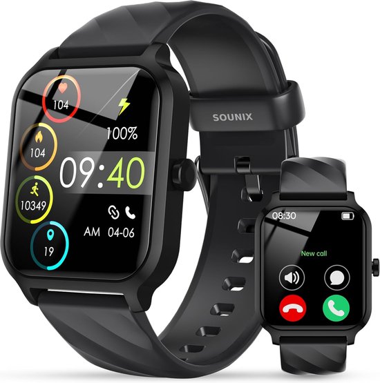 Sounix Smartwatch - 1.96 inch Smartwatch Heren - IP67 - BT5.2 - 230mAh - Smartwatch Dames - Horloge – HD - IOS & Android