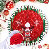 78 cm kerstboomrok, kerstboomdeken rond, kerstboom onderlegger rood, kerstboomstandaard tapijt rendier patroon