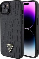 Guess Crocodile Triangle Back Case - Geschikt voor Apple iPhone 15 (6.1") - Zwart