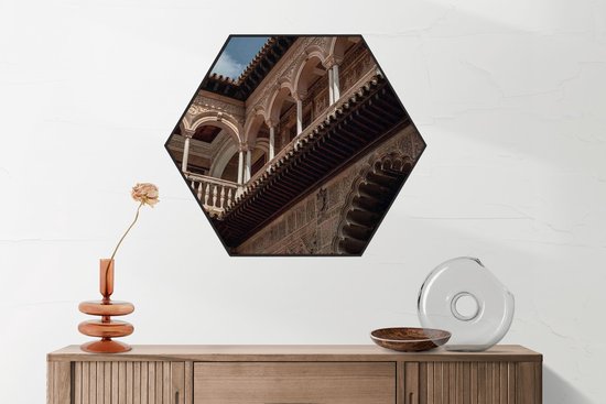 Akoestisch Schilderij Koninklijk Paleis van Sevilla Hexagon Basic M (60 X 52 CM) - Akoestisch paneel - Akoestische Panelen - Akoestische wanddecoratie - Akoestisch wandpaneel